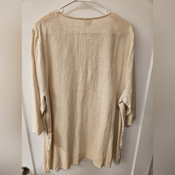 NWT - Symple Linen Oatmeal Color India Influence Tunic Top - Size 2X - Picture 4 of 8